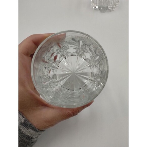 LOT Of 2—CROWN ROYAL Starburst White Cursive Logo Rocks Glasses ITALY Vintage - Picture 4 of 8